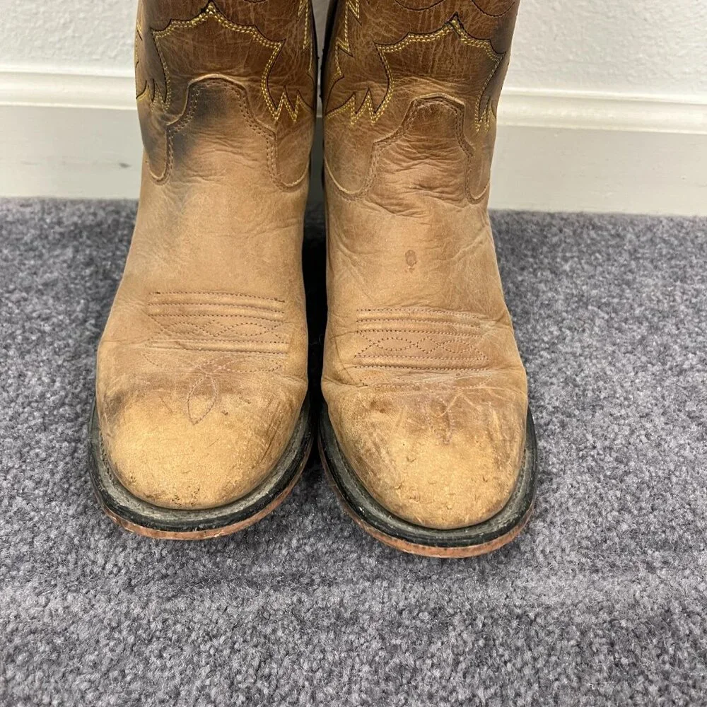 Old West | Kids Tan Brown Corona Calf Leather Boots, size 4.5